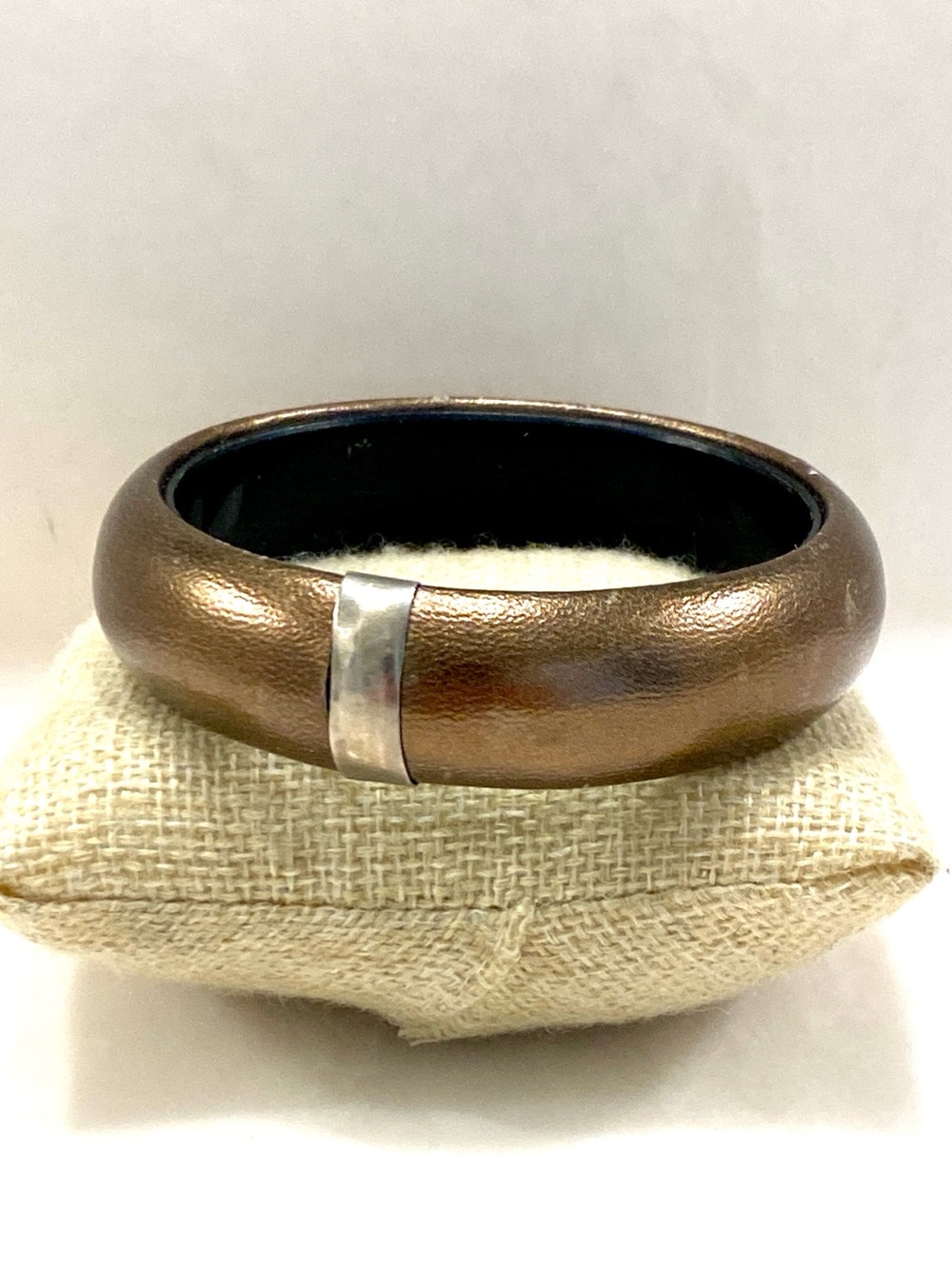 Vintage Metallic Bronze Textured Bangle Bracelet Chunky Coppertone Shimmer